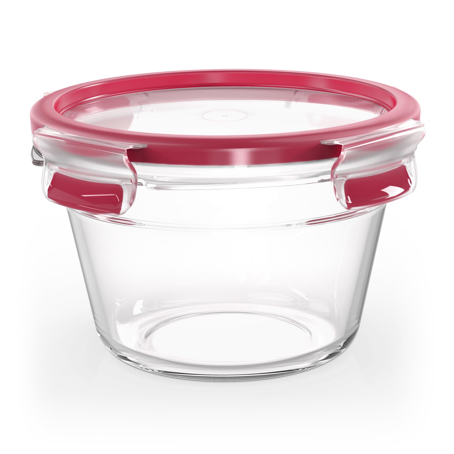 EMSA Clip & Close Glas Frischhaltedose, rund, 0,9 L, 100 Prozent dicht, rutschfestes Stapeln, Glasbehälter spülmaschinen-, gefrier-, backofen-, mikrowellenfest, Rot, Transparent, N10404 Küche, Haushalt & Wohnen