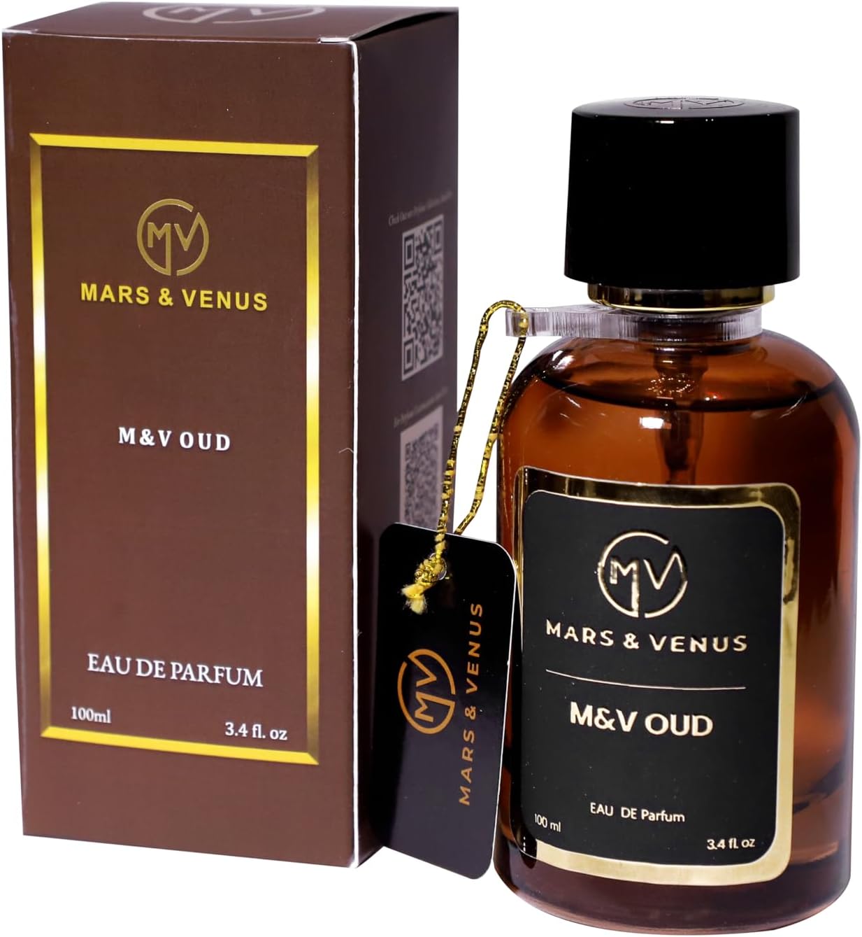 MARS & VENUS M & V Oud Perfume for Men Women Unisex 100ml | Premium Luxury Long-Lasting Refreshing Sensual Fragrance | Scent | Eau De Parfum | EDP | Notes Musk, Vanilla, oud agarwood, Amber, Gardenia