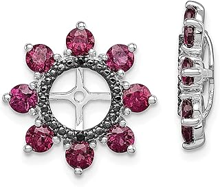 Brincos de prata esterlina 925 rodolita vermelha granada preta safira pedra do mês de junho joias finas para mulheres presentes para ela, Prata esterlina Cristal Pedra Prata esterlina Cristal Pedra Granada Safira, Granada Safira