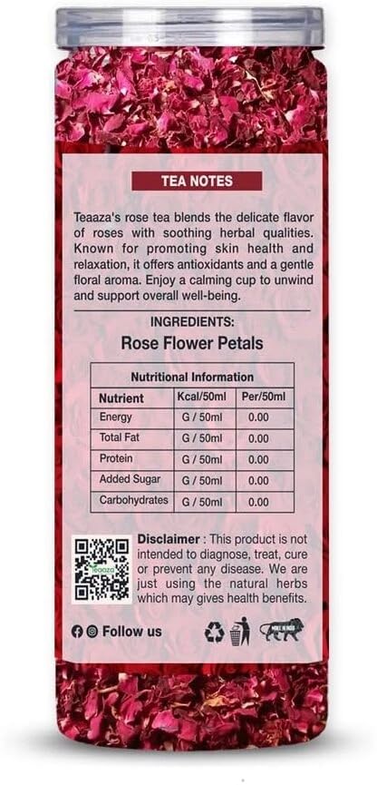 Image of Teaaza Rose Flower Tea Pack of 3 - Grade A| Natural Sun-Dried Rose Petals 50 grams - 50 Cups each box | Herbal Tea | Rich In Vit - C | For Beautiful Hair & Skin | Loose Pack