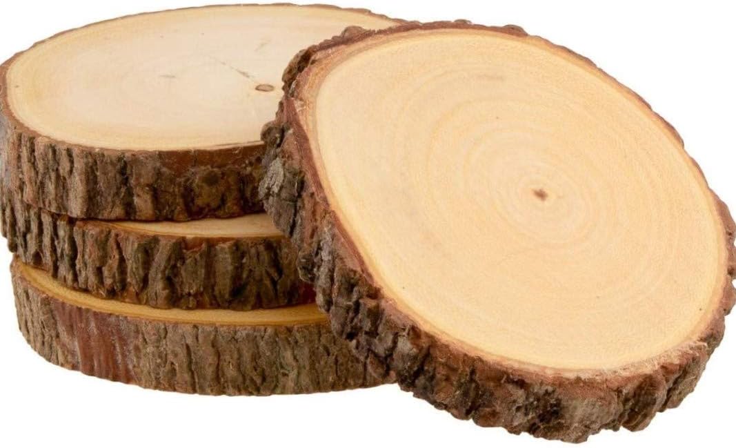 Round DIY Craft Wooden Log Natural Bark Coaster/Slices, 3 Inches Size - Set of 6