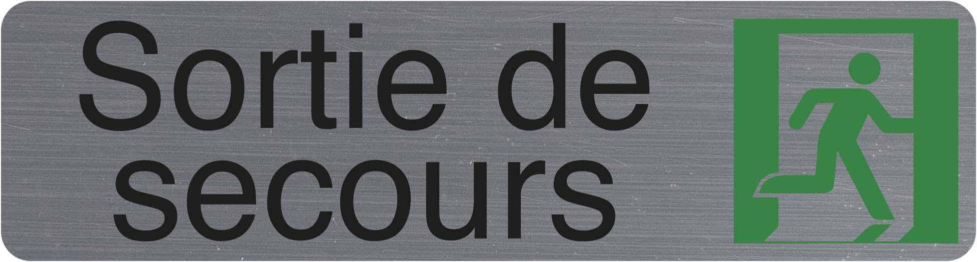 Exacompta - Ref. 67172E - 1 adhesive door plate Emergency exit - Printed signage wall plate - On all supports - Brushed aluminium look - Dimensions: 16.5 x 4.4 cm