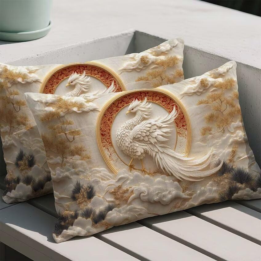 Taie oreiller rectangulaire lin crème 80x100cm avec impression double face - 2
