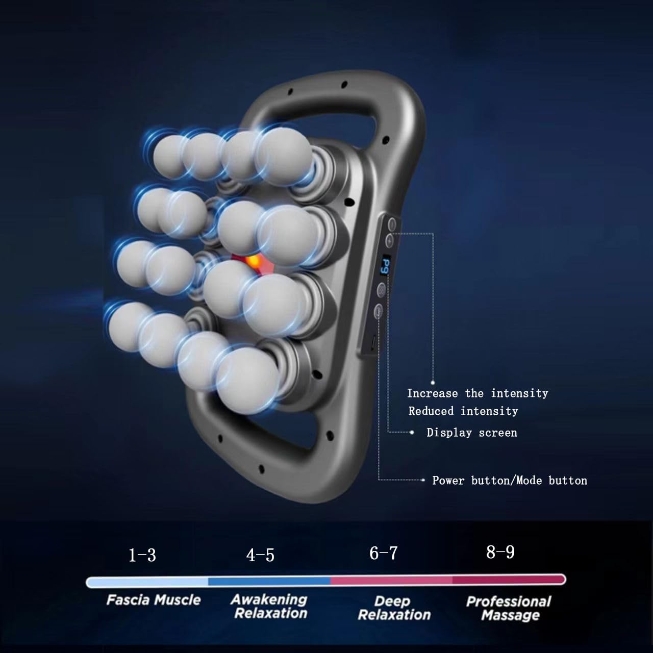 16 Head Massage Gun Deep Tissue, 16 Head Massager 9 Modes 9 Levels, Back Massager for Pain Relief Deep Tissue,Massager for Neck Head Shoulders Legs Foot, Body Muscle Massager Pain Relief - Image 2