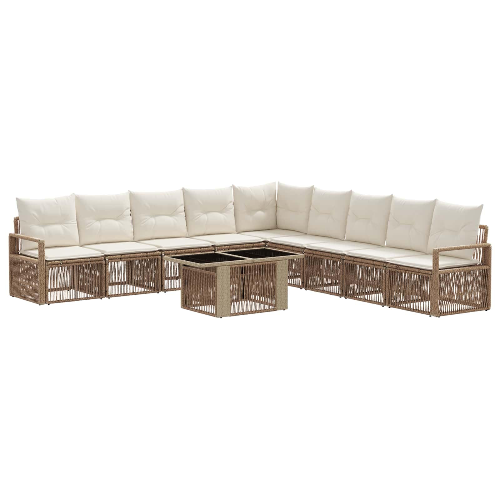 vidaXL Set Divano da Giardino 10 pz Beige e Bianco Crema polyrattan