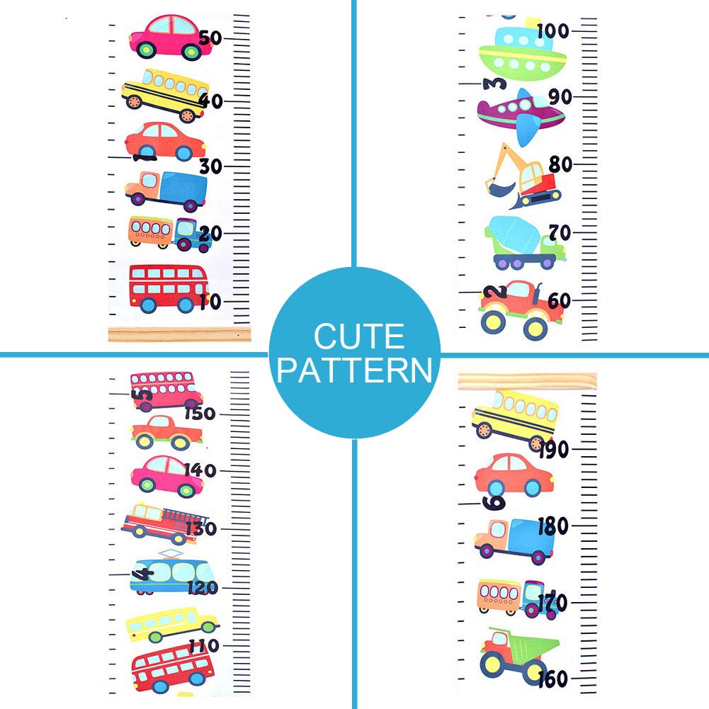 (Car) JJGoo Baby Growth Chart Hanging Ruler Wall Decor, Wood Frame