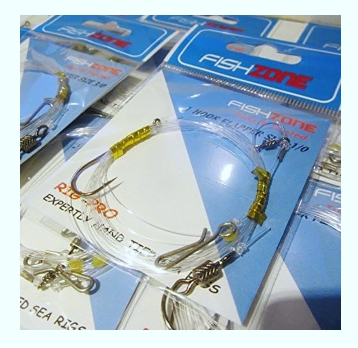 FISHZONE RIG PRO SERIES - Bumper Bundle 16 Assorted Commercial Quality FLAPPER Ready Tied Rigs - Ideal for Sea and Shore Fishing (1, 2 and 3 hooks available)