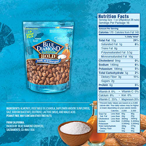 Blue Diamond Almonds Bold Variety Pack - Salt N' Vinegar, Habanero Bbq, And Wasabi & Soy Sauce Flavored Snack Nuts, 16 Oz Resealable Bags (Pack Of 3) #TOP7