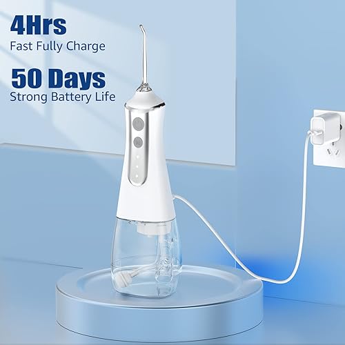 Miniatura 7 de Irrigador dental de agua para dientes 5 modos de irrigador bucal portátil IPX7 impermeable irrigador bucal de 101fl oz 4 chorros potente batería