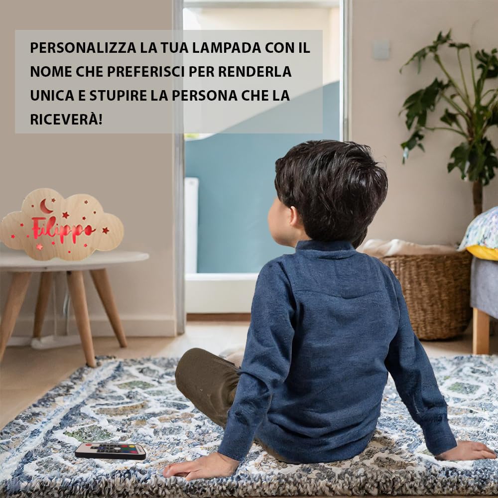 Soluzioni Green Shop Lampada Personalizzata con Nome – Luce Notturna per Bambini,Night Light LED per Cameretta – Idea Regalo Nascita Battesimo Compleanno