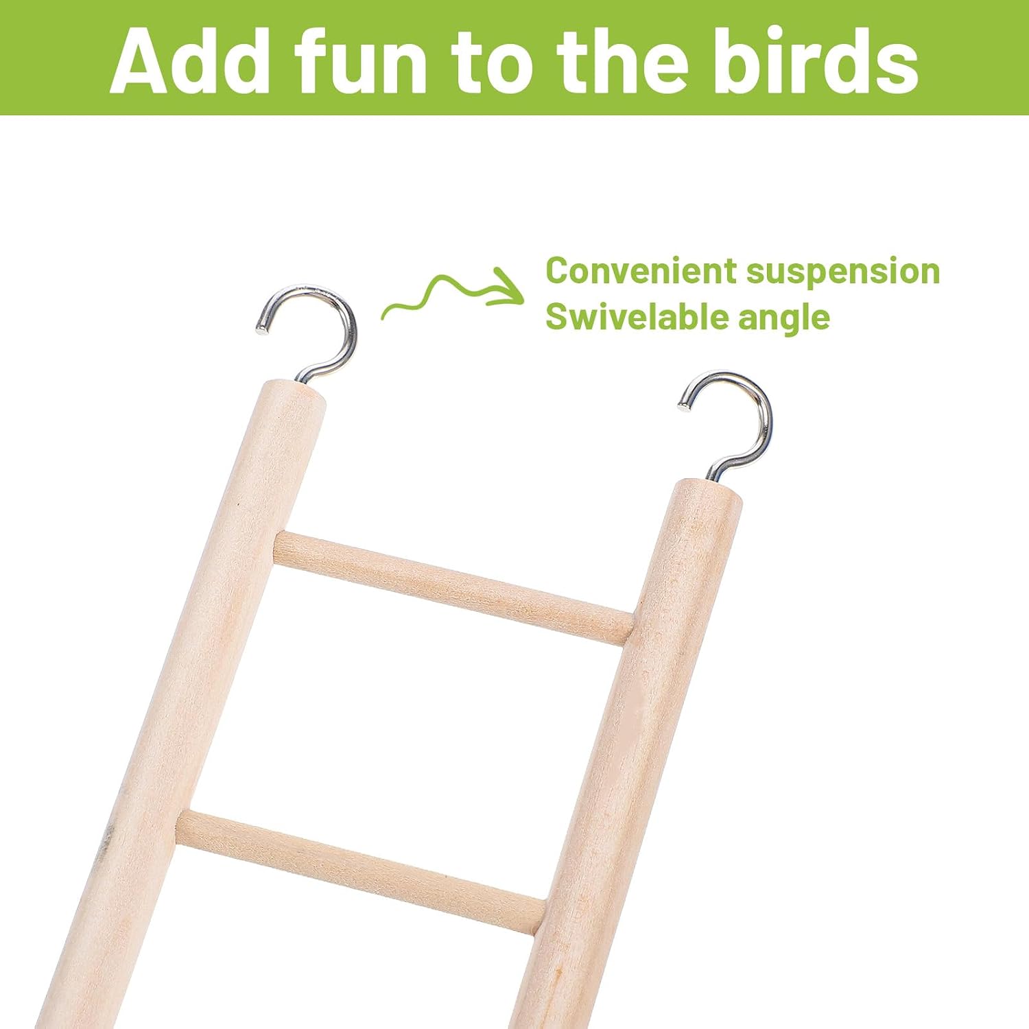 10 Pcs Wood Step Ladder for Bird, 3-10 Step Hanging Bird Ladder Parrot Cage Climbing Toy & Cylindrical Support for Parakeets, Cockatiels, Conures, Lovebirds