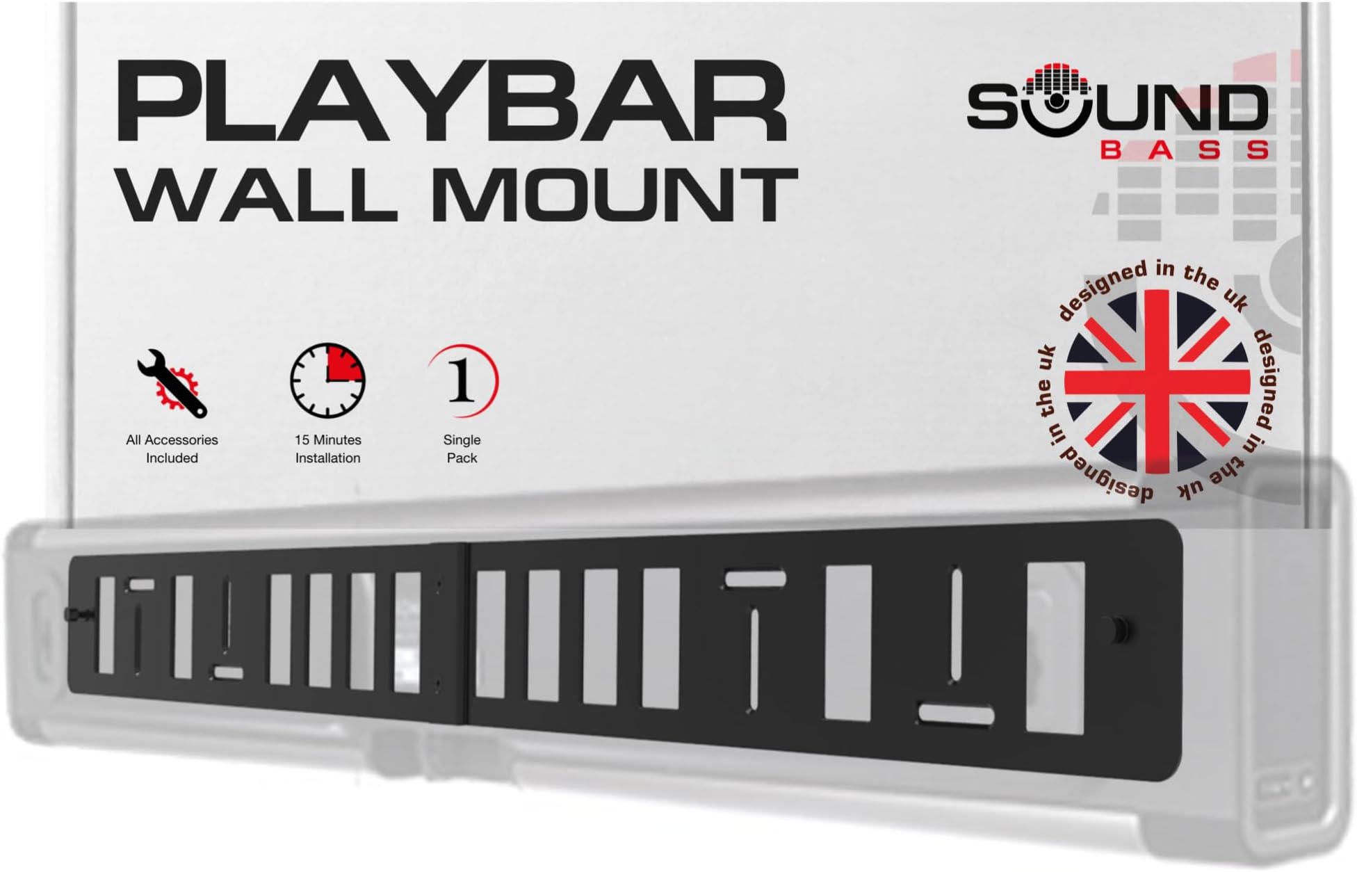 Sonos Playbar Wall Mount Bracket Kit with Mounting Accessories for Sonos Soundbar, Designed in The UK by Soundbass