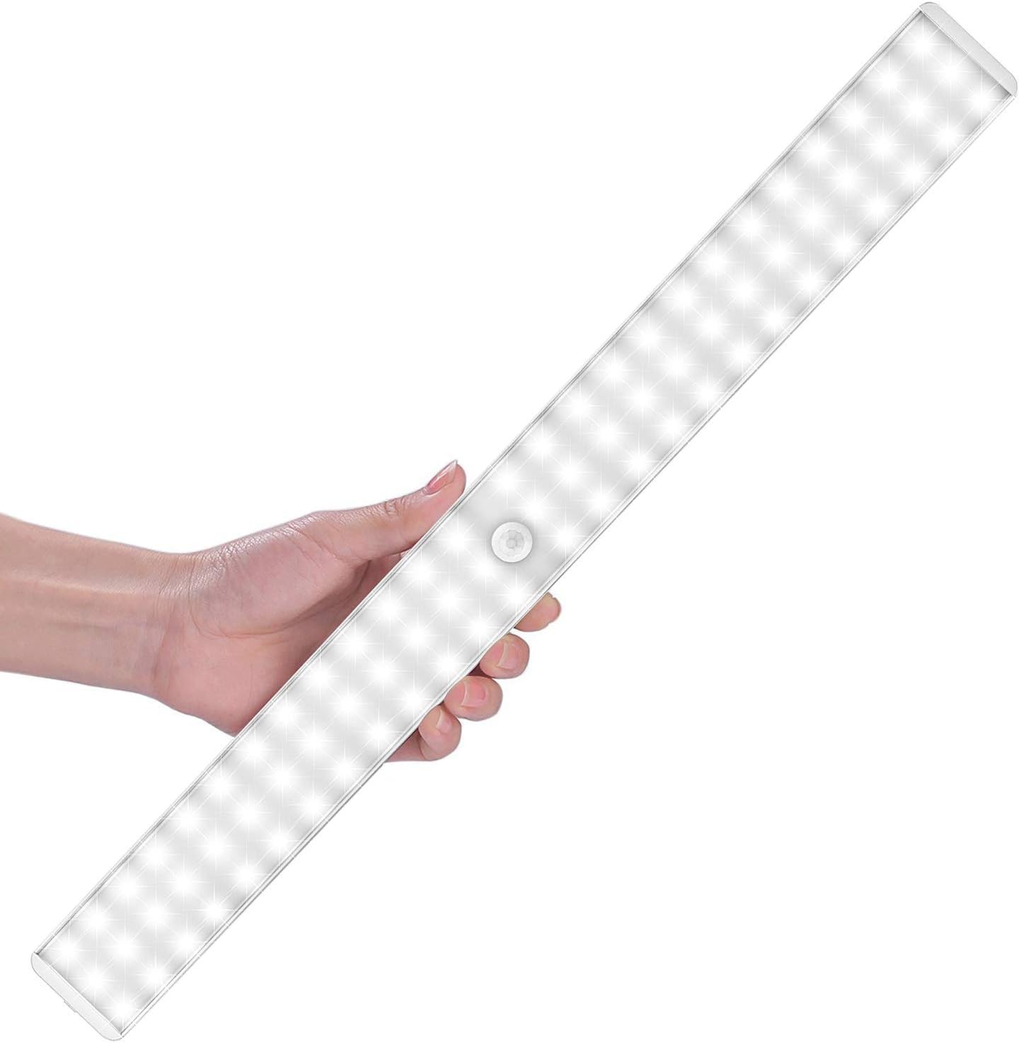 Motion Sensor Wardrobe Light, Upgraded 78LED Wireless Rechargeable Battery Cupboard Closet Under Kitchen Cabinet Shed Garage Night Lighting Strip, 2 Sensor Mode(Only Motion,Motion & Light)-White light