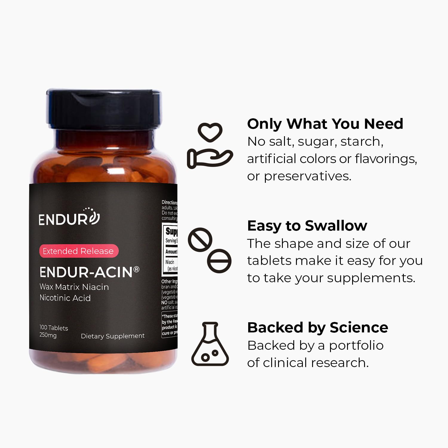 ENDUR-ACIN® Extended Release Niacin 250mg, Nicotinic Acid, 100 Tablets — Amazon image 4
