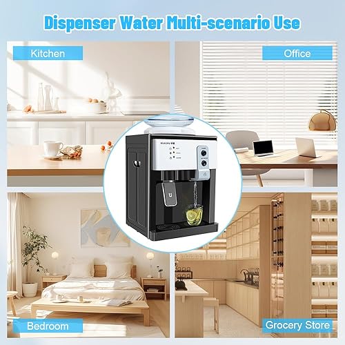 Miniatura 8 de Top Loading Dispensador de agua de 5 galones, dispensador de agua caliente y fría para encimera, dispensador eléctrico de agua caliente y fría para