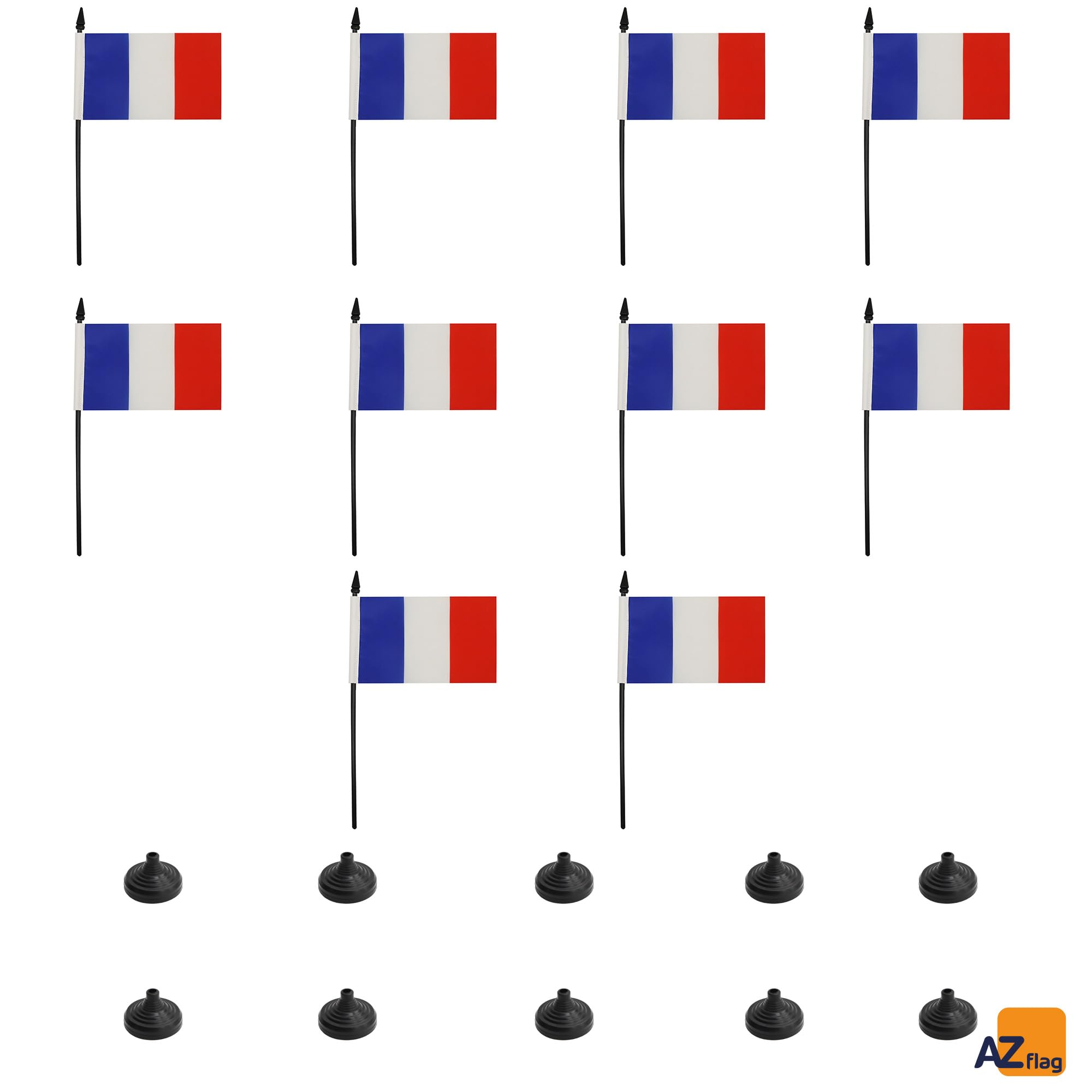 AZ FLAG Tischflagge Freie Französische Seestreitkräfte – 15x10 Cm Frankreich-Flagge Mit Schwarzem Kunststoff-Sockel
