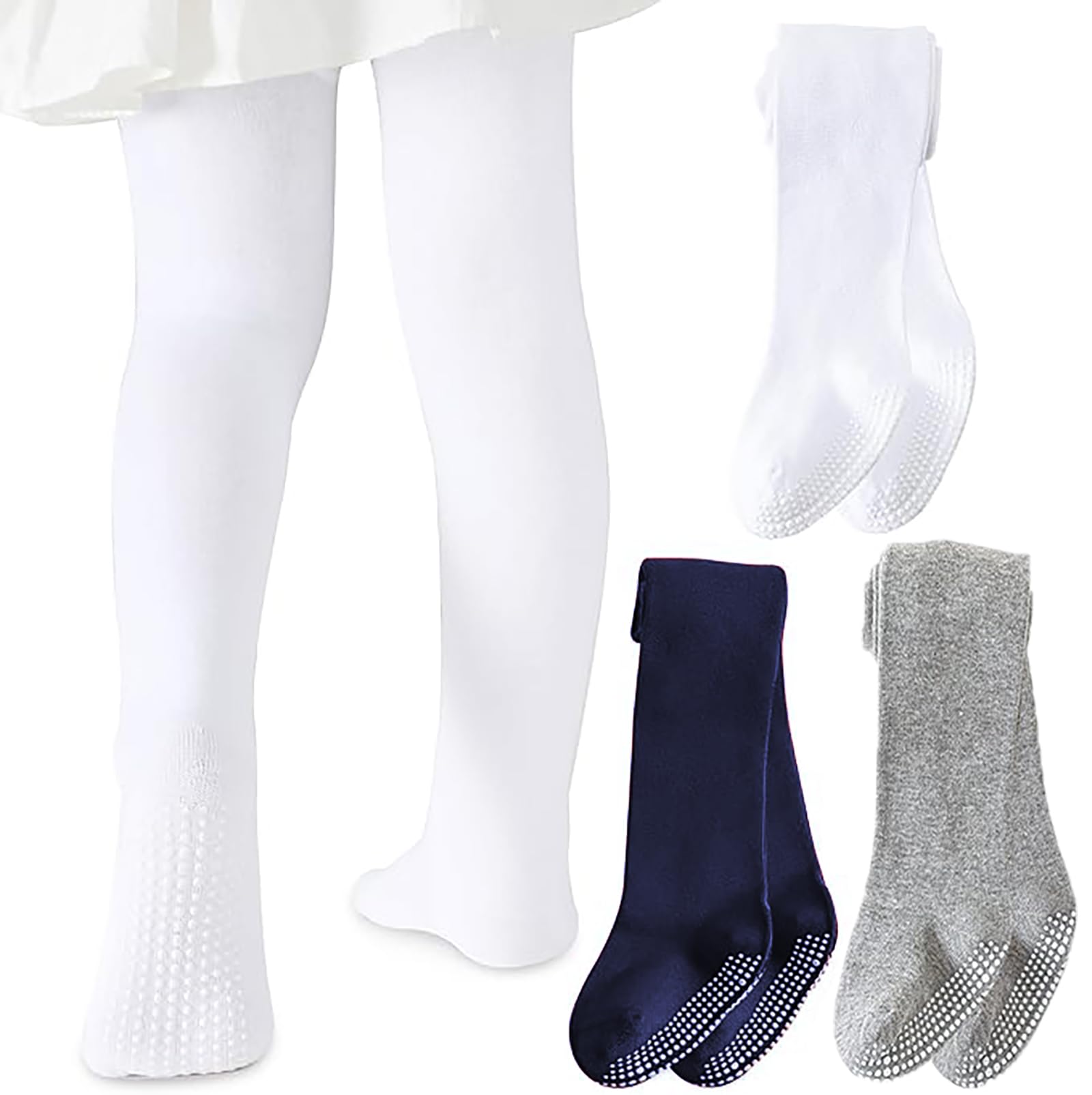 Baby Tights Non Slip Baby Girl Tights Plain/Shoe-Look Leggings Seamless Pantyhose Warm Cotton Leggings Non-Skid