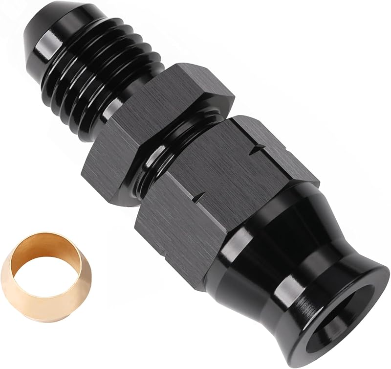 Adaptador Reto Podavelle 4AN Macho para Tubo Rígido de 1/4" em Alumínio Preto – 1 unidade