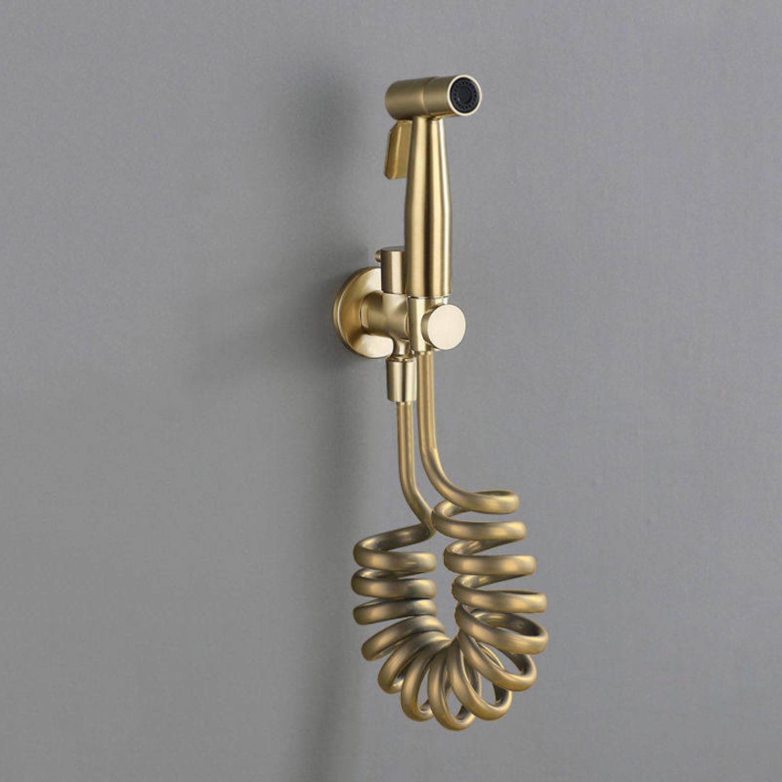Set di pistola a spruzzo per bidet doccia, montaggio a parete, in acciaio inox, solo acqua fredda, include valvola angolare e tubi flessibili per bagno, facile installazione