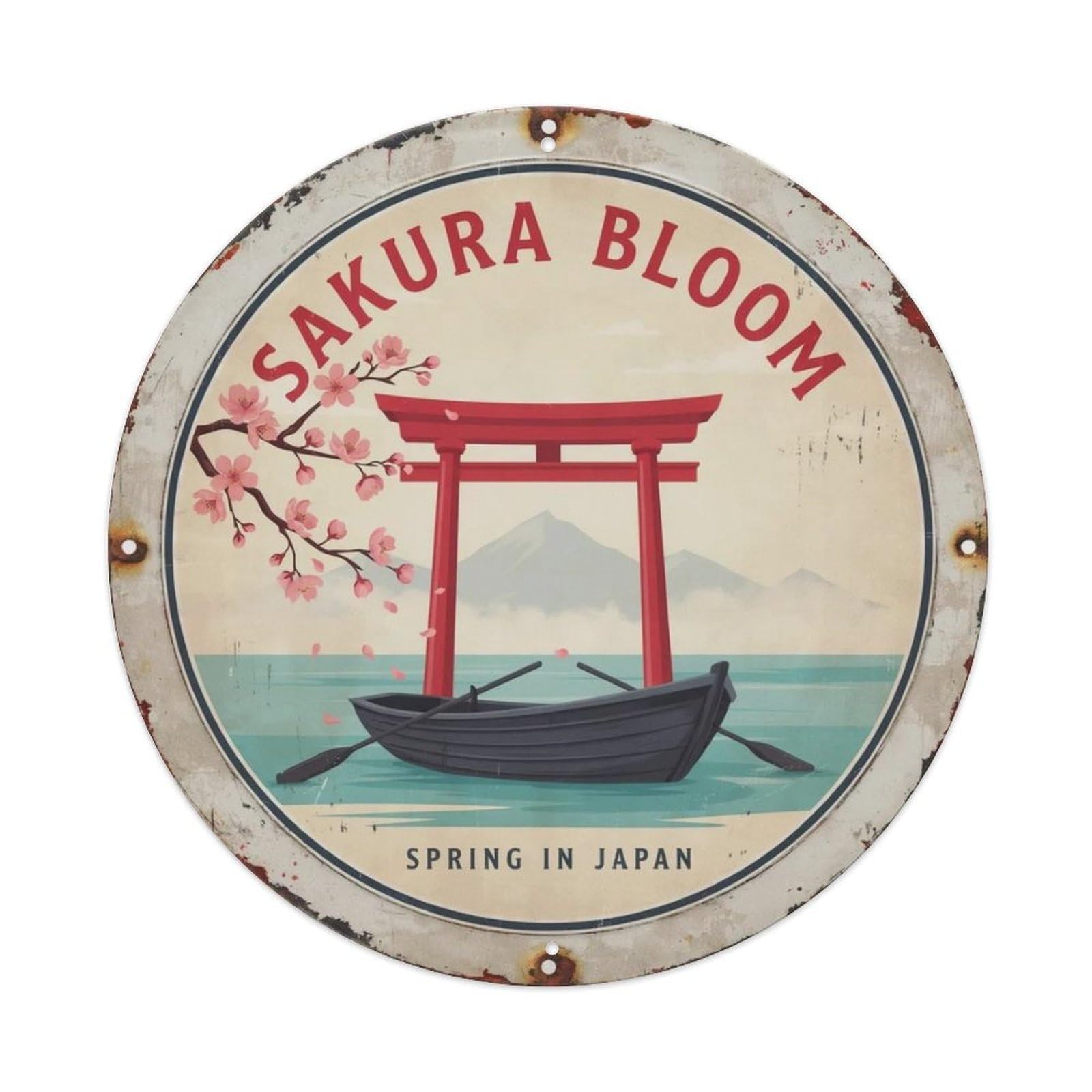 Sakura Bloom Ukiyo-e Metal Tin Sign Plaque