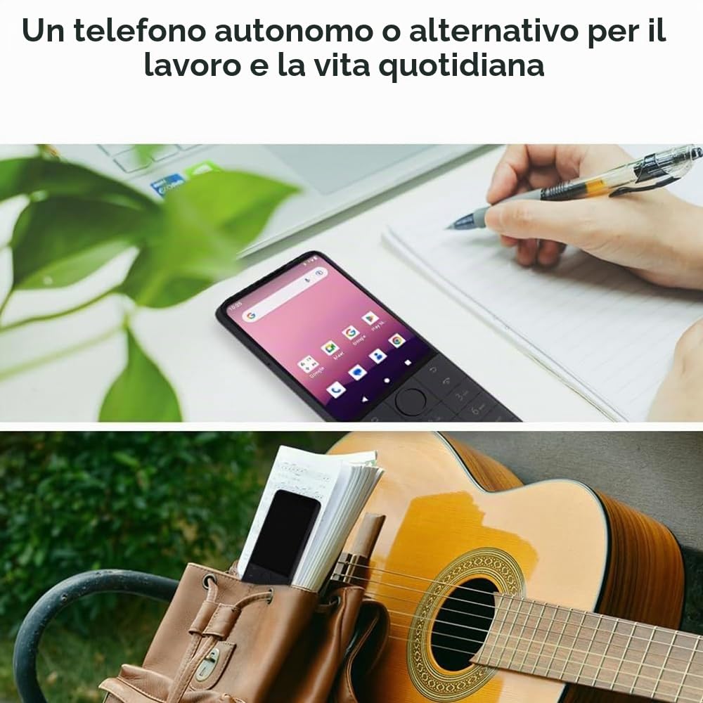 QIN Android 12 Smartphone QinF22Pro 4G Telefono Mobile Sbloccato, 4+64GB/2MP+8MP Fotocamera, Piccolo Telefono Intelligente Nero Basico con Whatsapp per Business, Famiglia