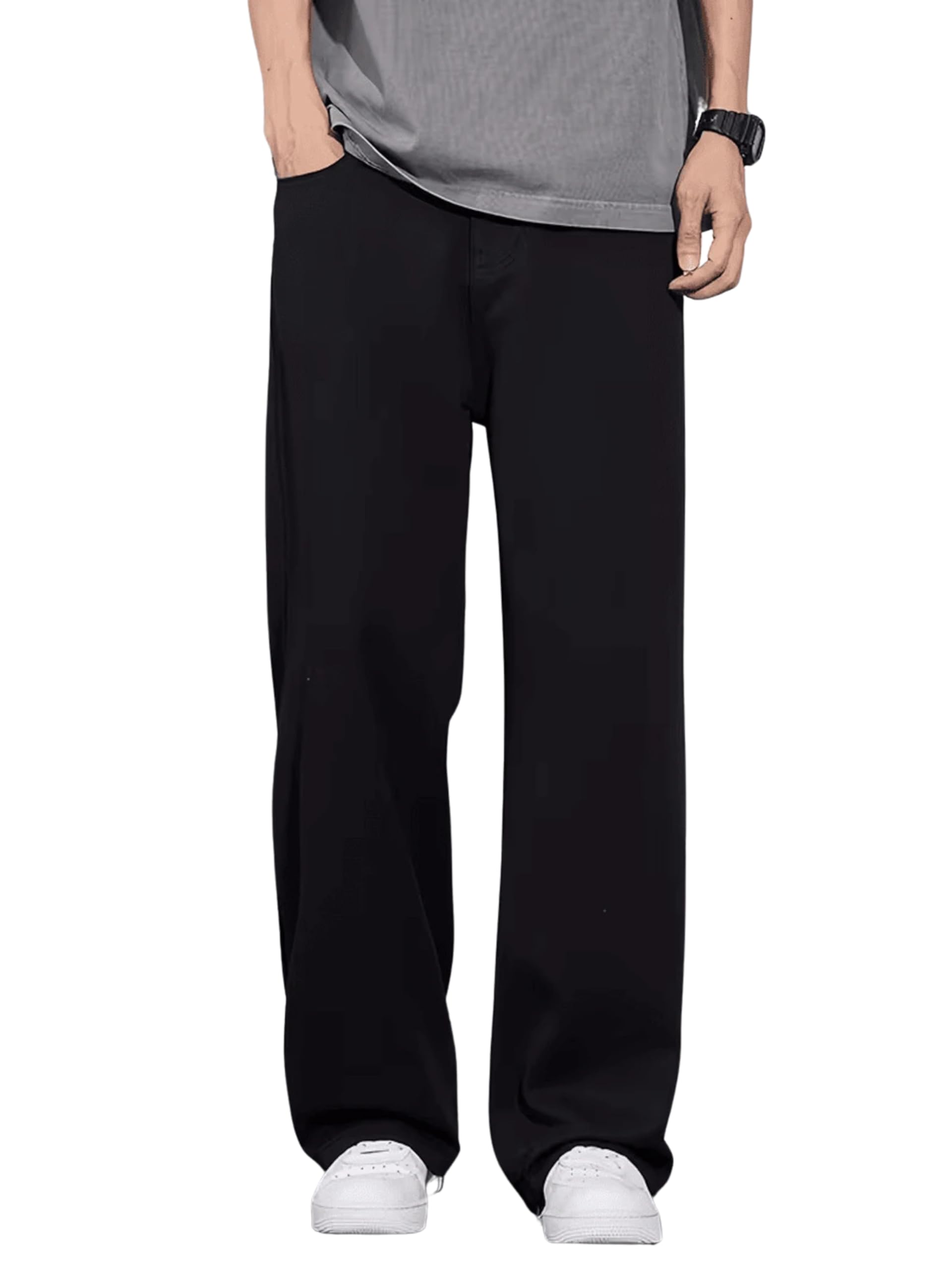 JAAR Men's Loose Fit Baggy Jeans (Black)