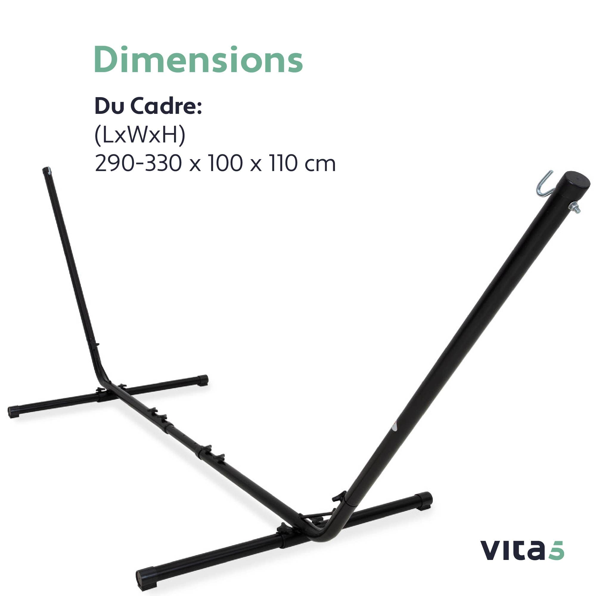 Vita5 Support de Hamac sur Pied en Acier Revêtu Charge Max 205kg pour Intérieur Extérieur