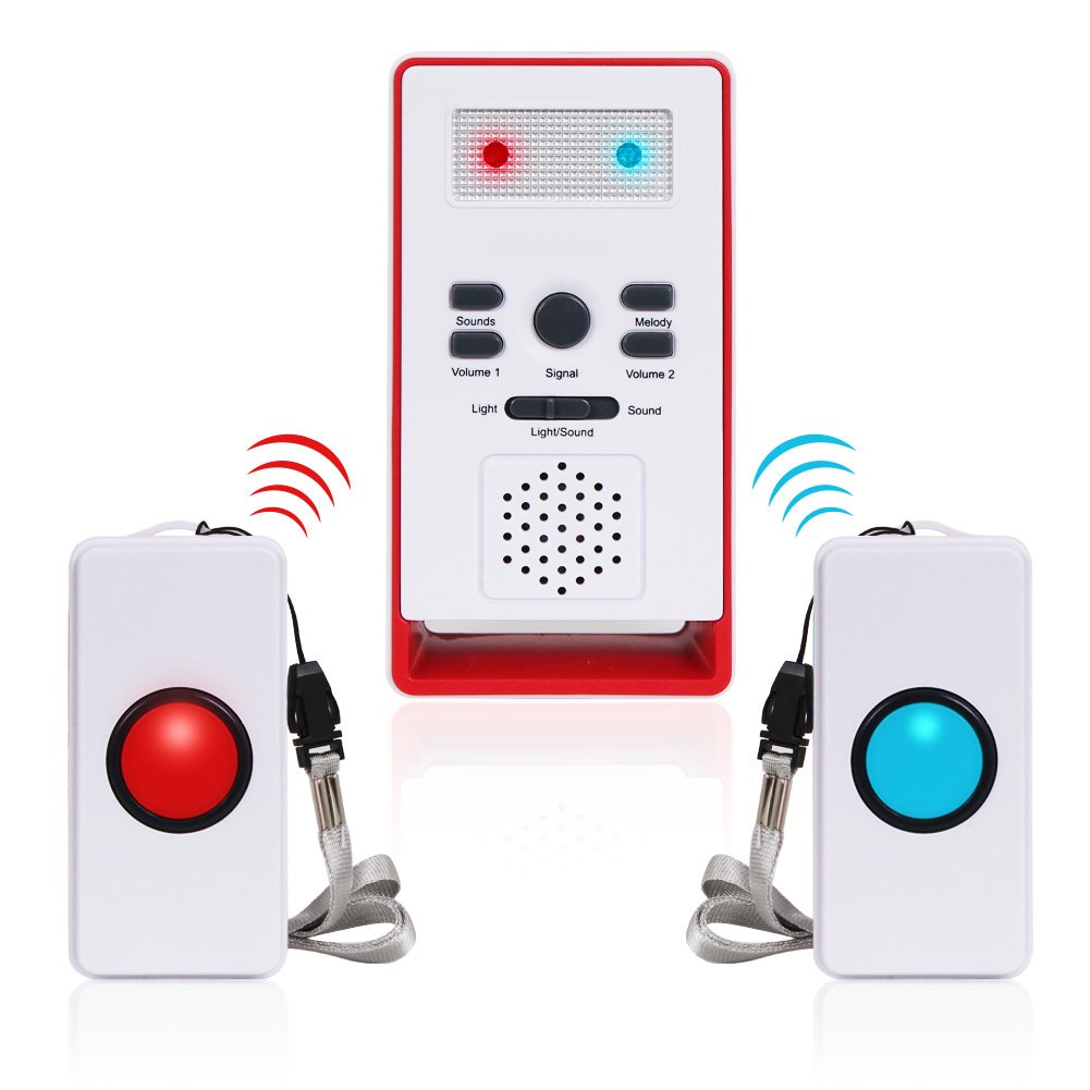InnoGear Caregiver Pager with Two Call Button for The Elderly Nurse Call Alert Patient Disabled