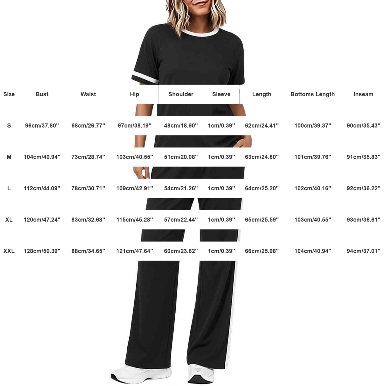 Ensemble de pyjama élégant 2 pièces pour femme | Haut à manches longues et col rond et pantalon long - Pyjama ample 2 pièces - Ensemble rayé