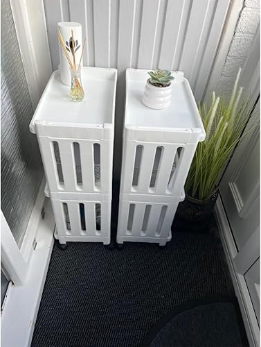 Miniatura 4 de Carrito de almacenamiento con ruedas, estante organizador delgado con ruedas de 3 niveles estrechos, unidad de estantería móvil para cocina, baño,