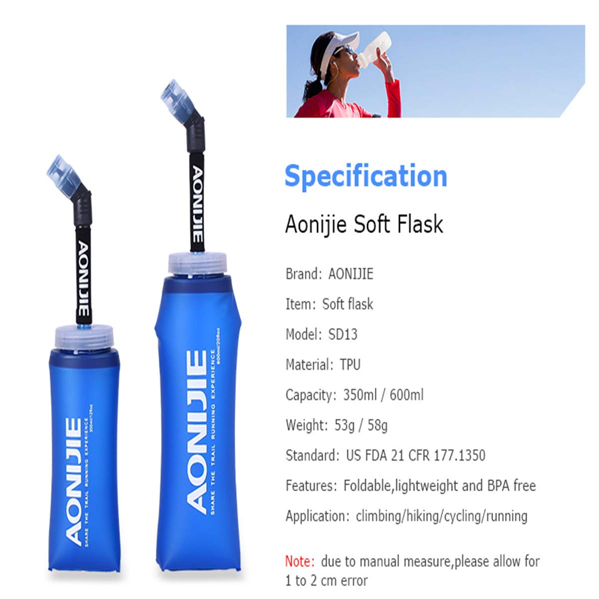 Sea To Summit AONIJIE 2 PCS 170/250ML Borracce Per Acqua Per Sport All'Aria Aperta, Ciclismo, Maratona, Corsa (170ML Bicchiere Pieghevole - 12