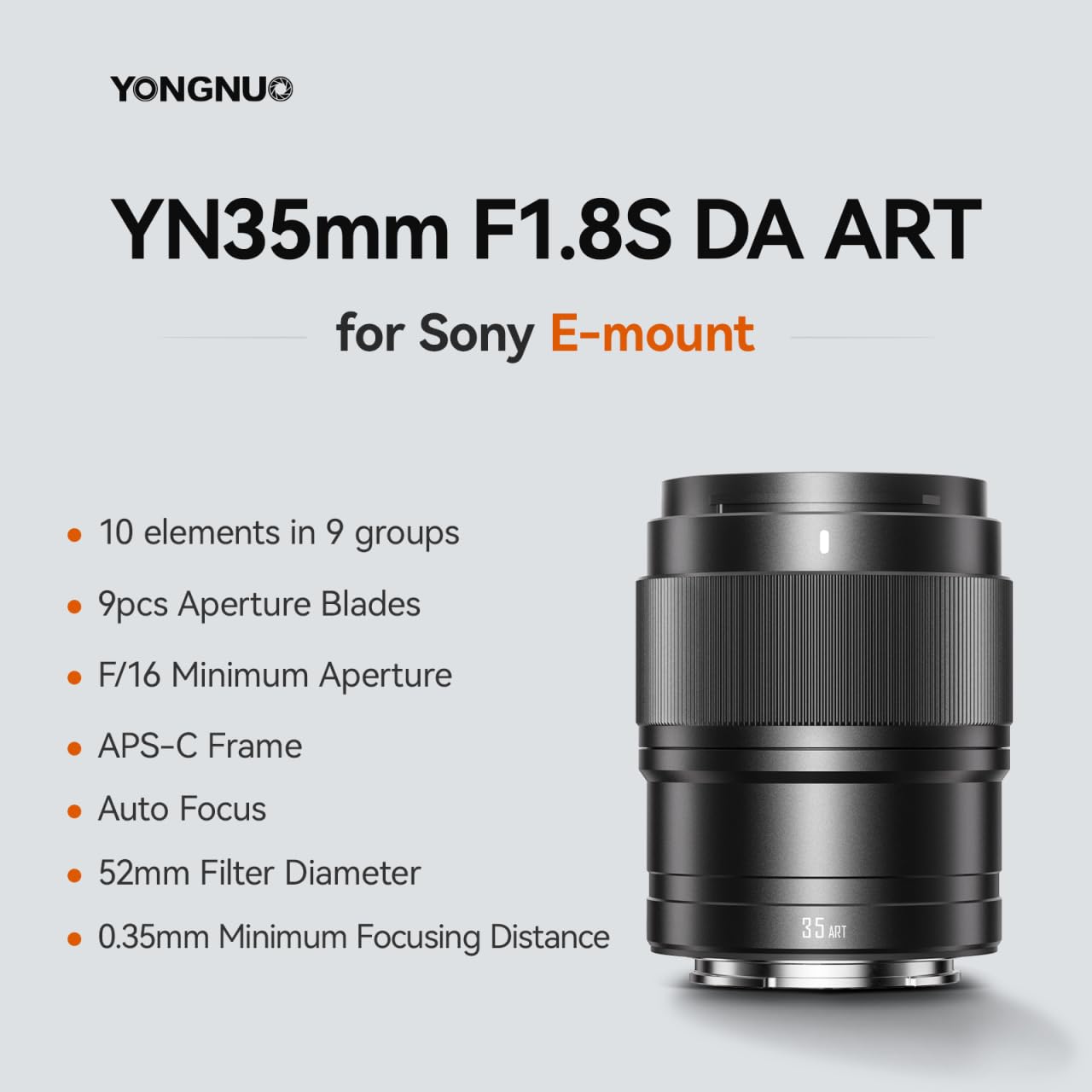 YONGNUO Obiettivo artistico da 35 mm F1.8 con messa a fuoco automatica per