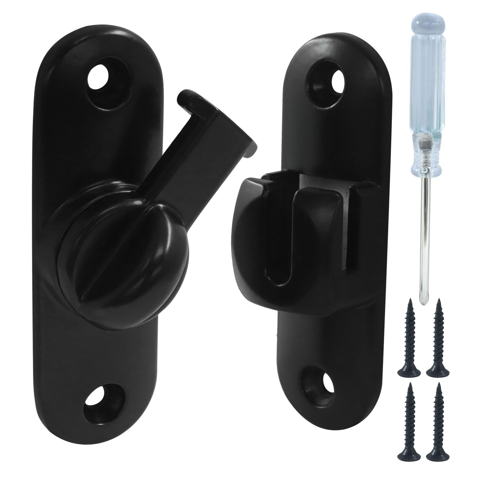 LifCratms 1 Pack 90/180 Degree Black Barn Door Lock, Security Sliding Door Latch, Gate Latches Hardware for Bathroom, Window, Cabinet, Garden