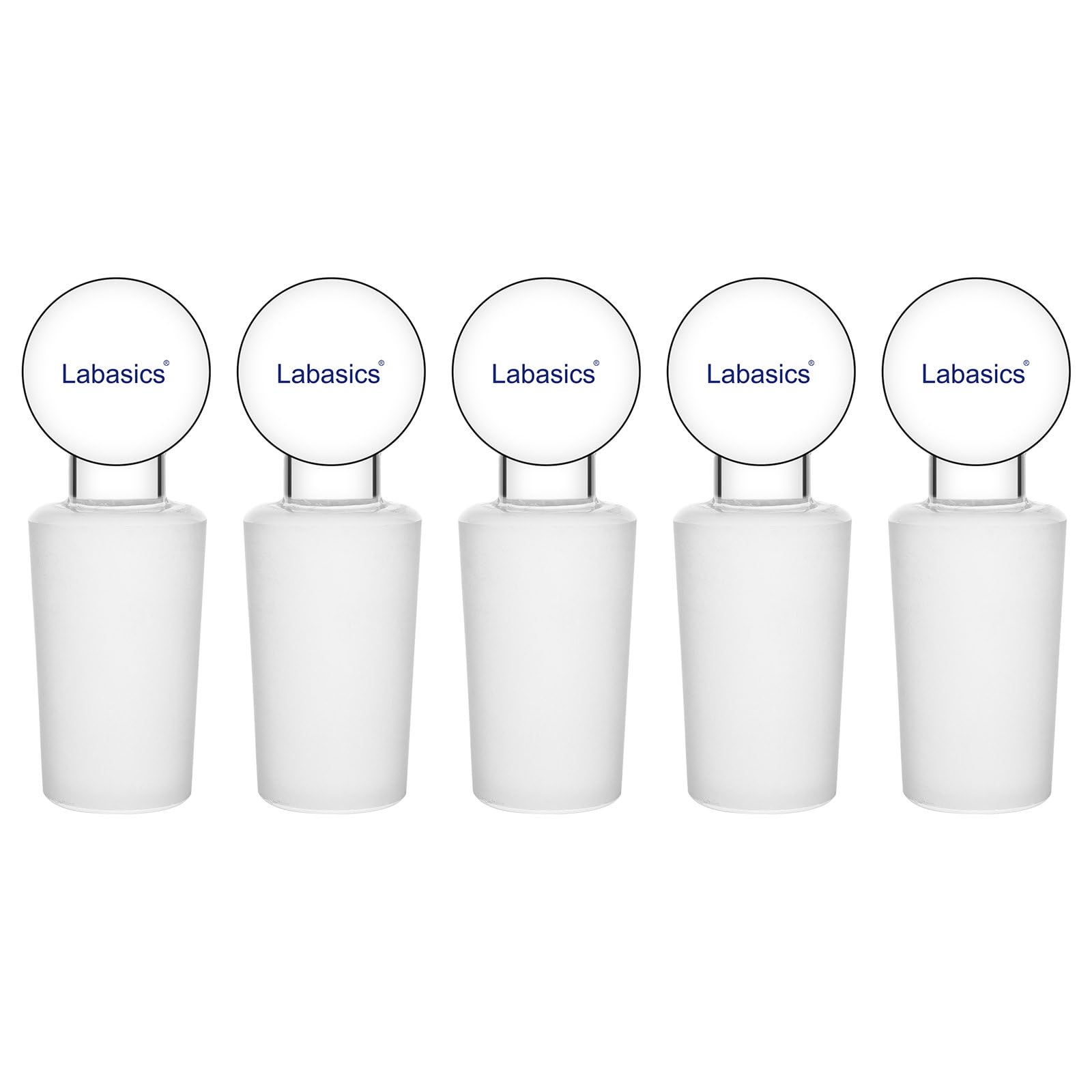 Labasics Massive Glasstopfen, Borosilikatglas-Stopfen, Luftdichter Verschluss für Laborflaschen, Scheidetrichter und Glasgeräte, 5er-Pack, 24/40 Außenschliff