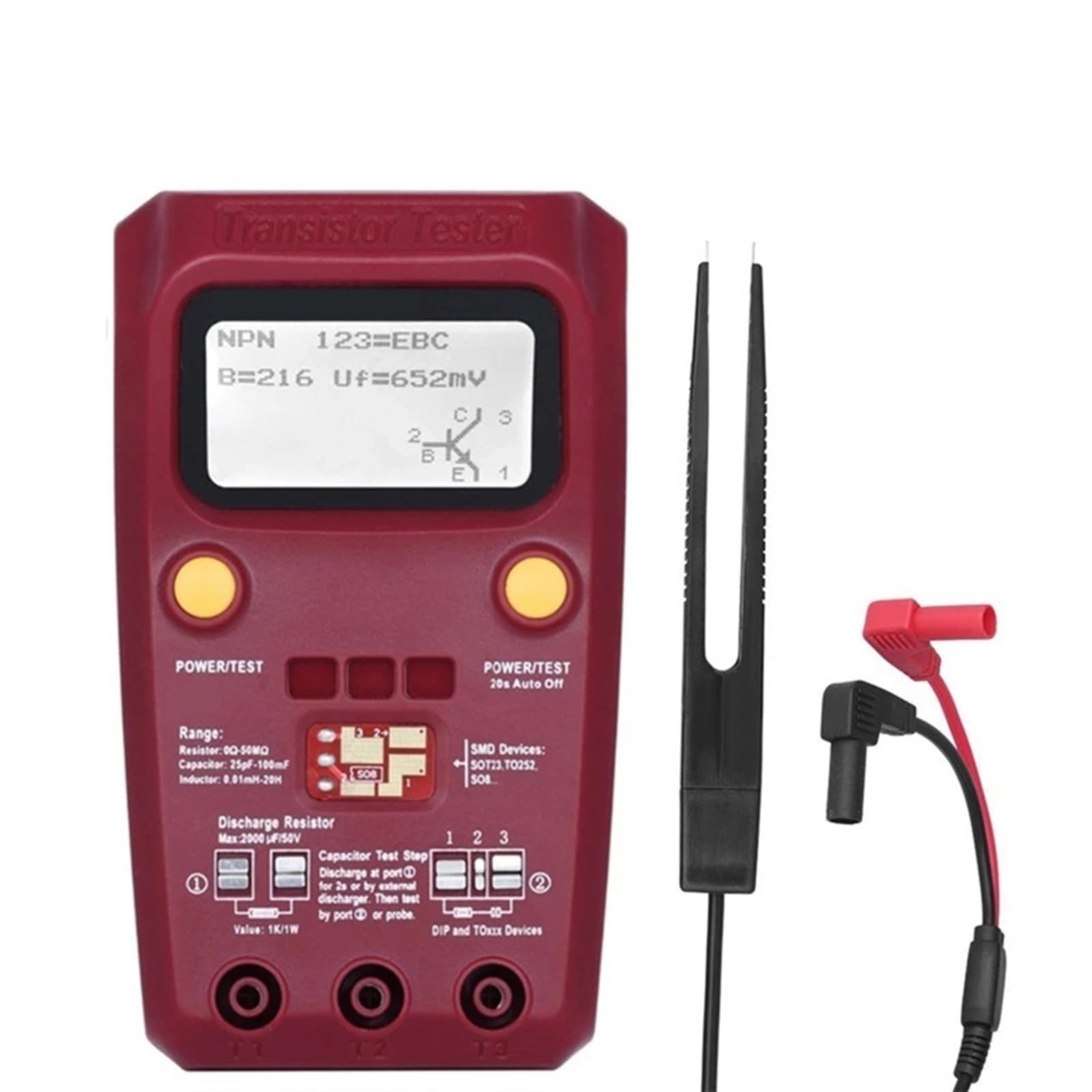 Multimetr cyfrowy, Cyfrowy Tranzystor ESR02 PRO Tester SMD Komponenty Dioda Trioda Rezystor Kondensator Cewka Miernik Multimetr z Pęsetą Wszechstronne możliwości pomiarowe