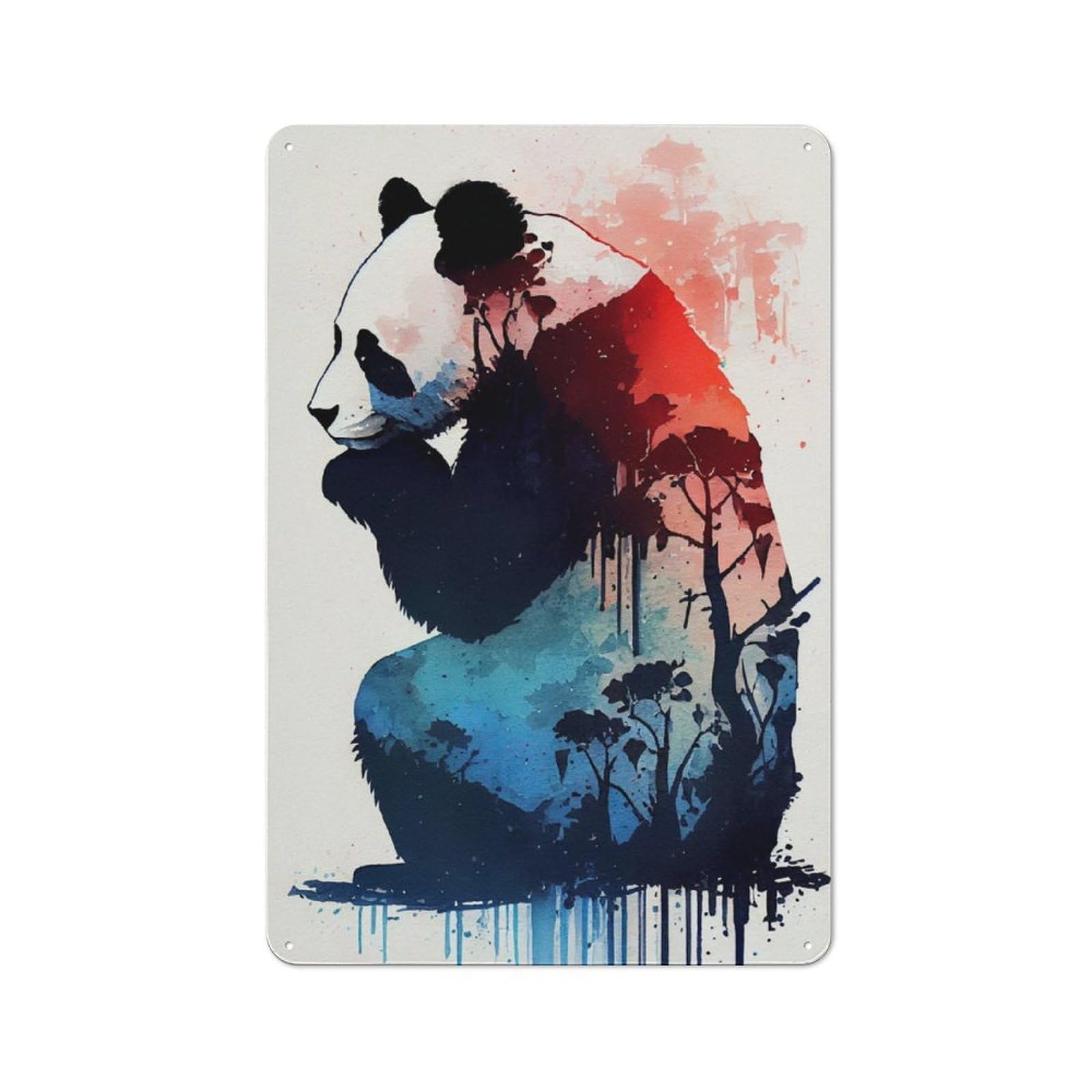 Junmoney Panda Colorful For Lounge Or Reading Corner, Rustic Tin Sign 30X20cm, For Home Interiors, Feature Walls And Decorative Displays