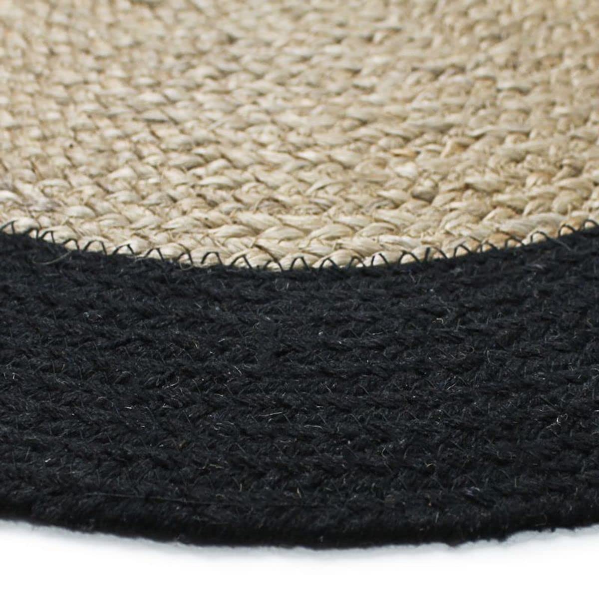 Thedecofactory Tapis Rond en Jute Coton Bande Noire diam.120