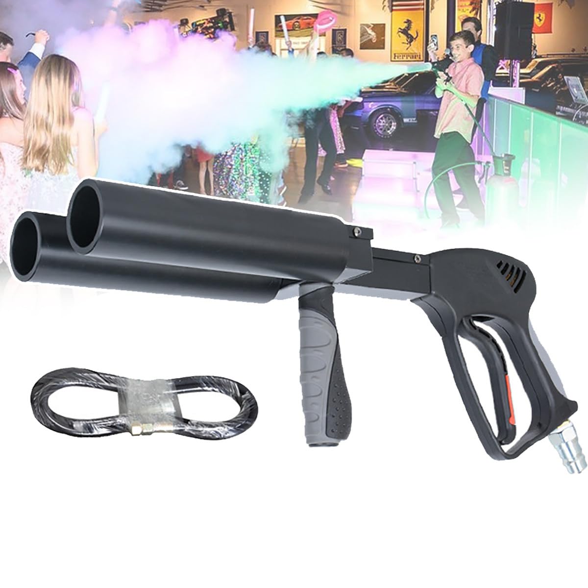 Machine à Fumée CO2 Double Tête, Canon CO2 Portable, Pistolet Jet de Fumée pour Discothèque Mariage Fête DJ Halloween Concert Scène Spectacle Live Party Soirée Effet Spécial