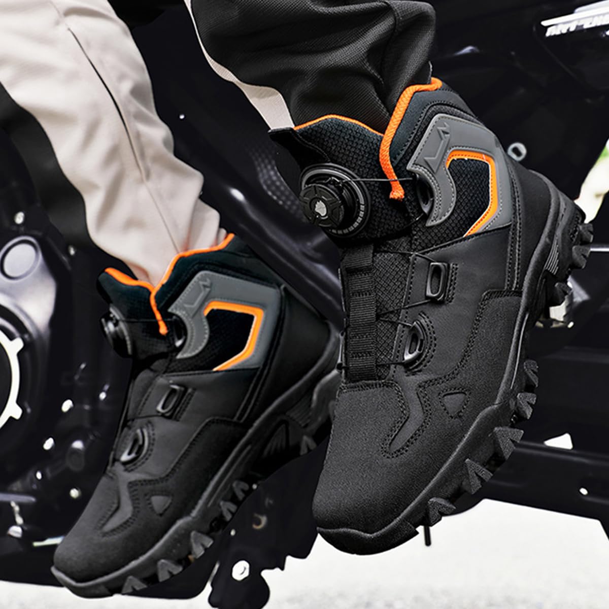 Stivali da Moto Uomo Sneakers Motociclista | Scarpe da Equitazione Stradale, Supporto alla Caviglia, Rinforzo Cambio, Lunga durata, Traspirante Casual