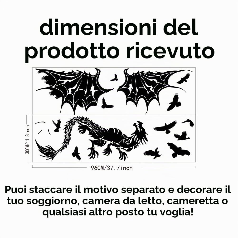 SUPERDANT Drago Volante Uccelli Volanti Adesivi Murali Drago Decalcomanie Adesivo Da Parete In Vinile Sticker Rustico Artistiche Fai Da Te per La Decorazione a Parete a Camera Da Letto