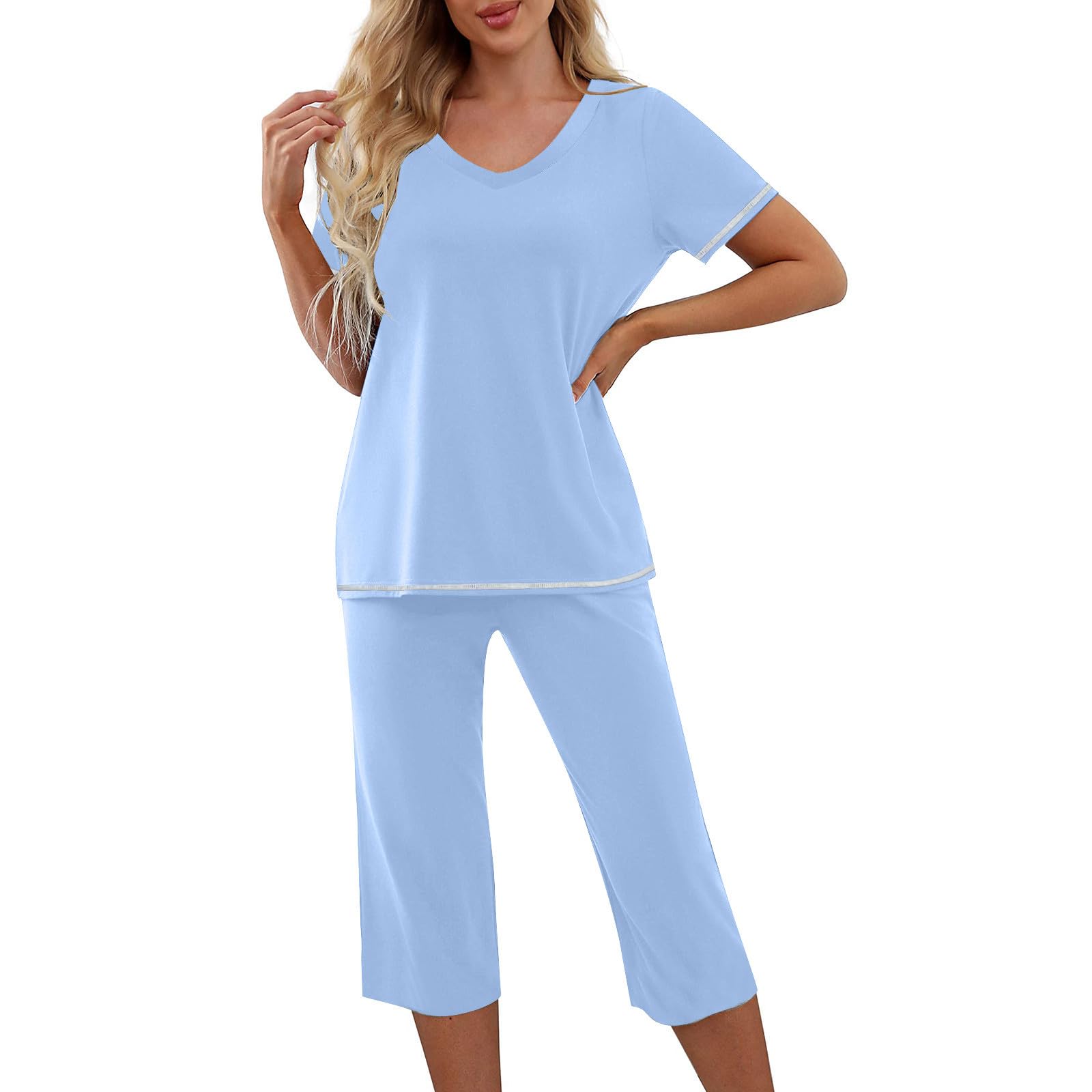 Pigiama Da Donna 2 Pezzi In Cotone, Maniche Corte E Pantaloni 3/4 | Morbido E Leggero, Vestibilità Comoda, Stampa Fashion - 4