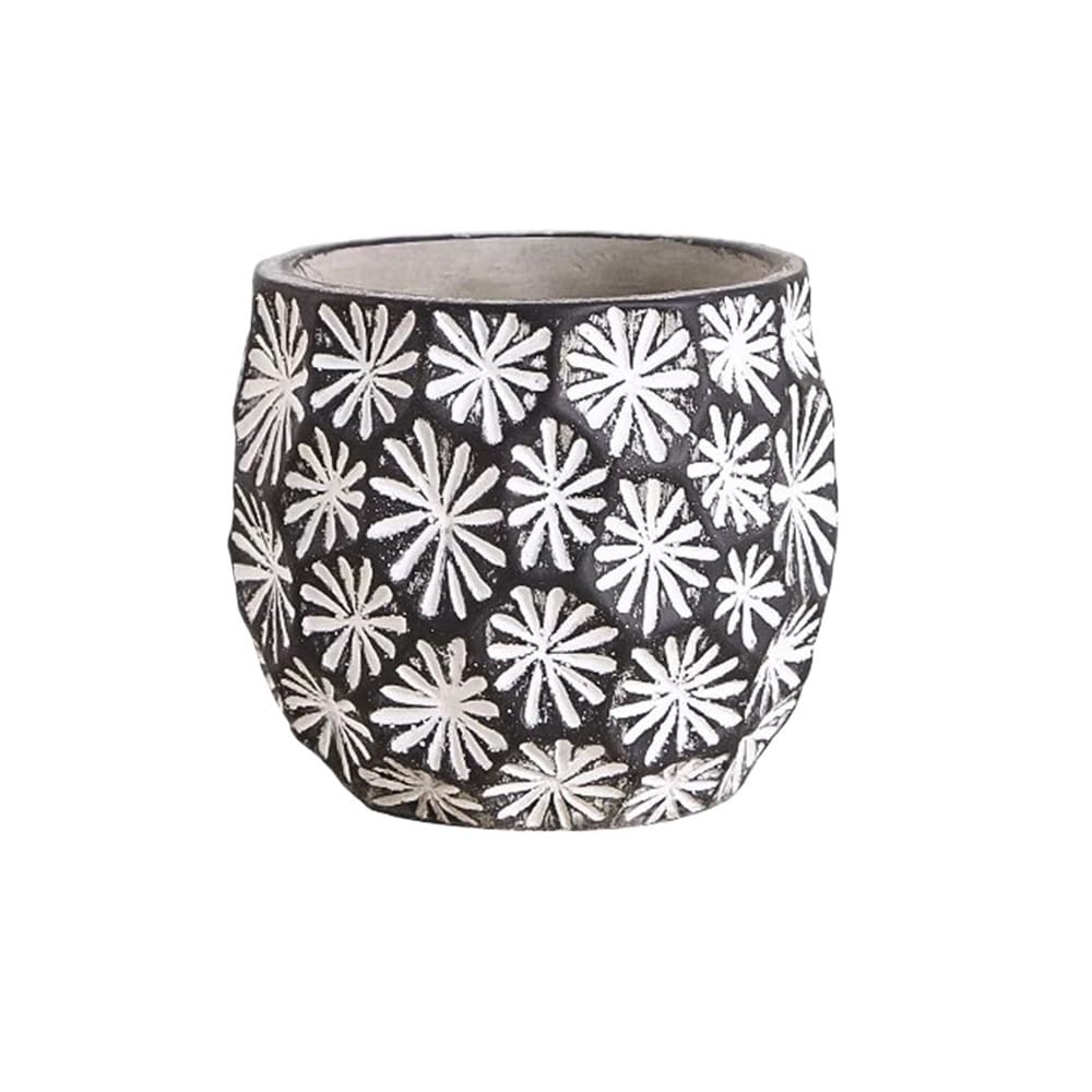 Pq7hKv2wD Indoor Plant Pots Round with Floral Pattern Plant Pot, Cement Desktop Flowerpot with Drainage Hole, for Windowsill Bedroom Living Room Garden Garden Planters