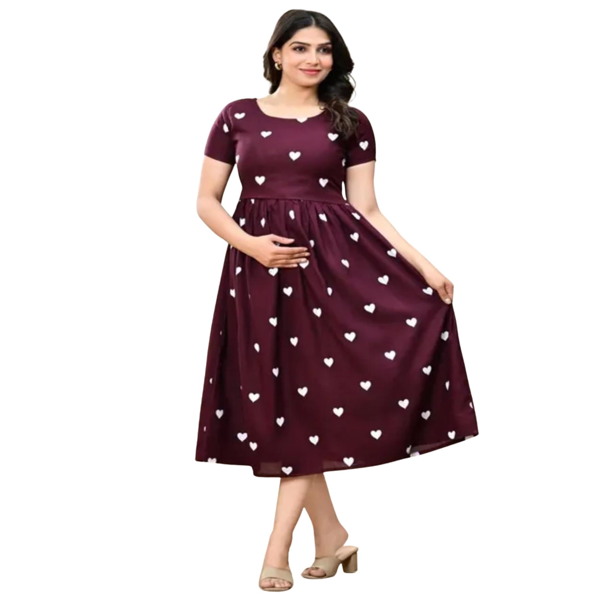 click jaipur Women’s Zipless Maternity Feeding Dress | Soft Cotton Nursing Gown for Pregnancy & Breastfeeding | Comfortable Nightwear & Loungewear for New Moms_Maternity Dress_P-picture-35