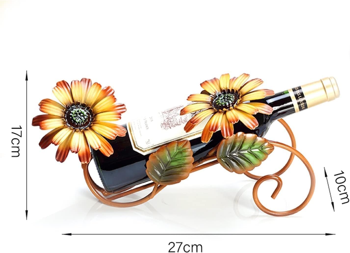 Wine Rack, Vintage Wrought Iron Wine Bottle Stand Display Rack, Creative Sunflower Wine Bottle Holder, Perfect for Home Tabletop Decor Ornament Desktop Christmas Decoration Gifts