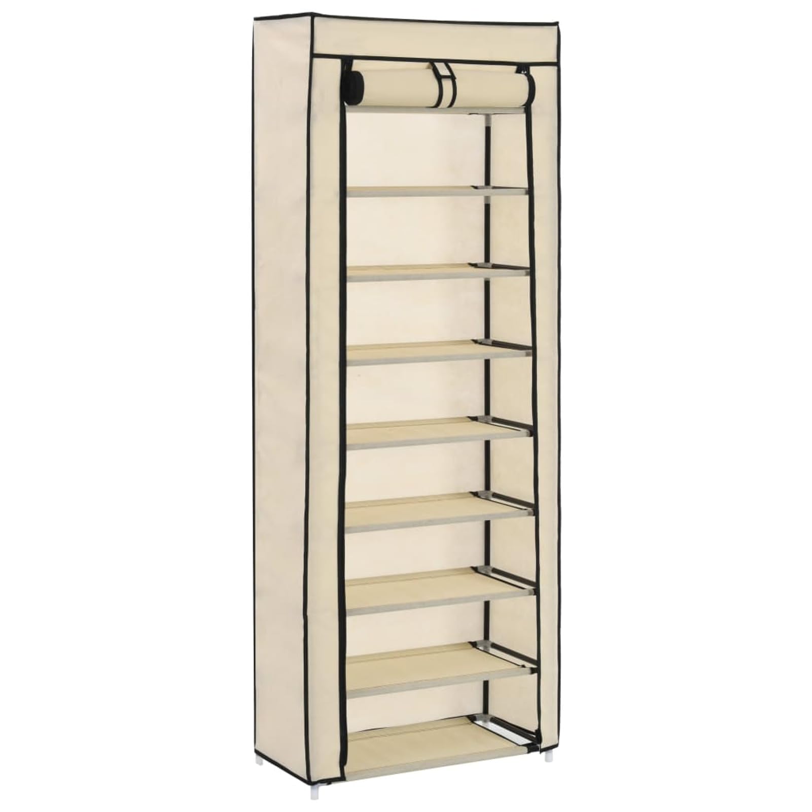 Zapatero con Funda Crema 57x29x162 cm Tela,Organizador de Zapatos,Armario de Almacenamiento con Estante for Calzado,Muebles for Pasillo de Casa(Cream)