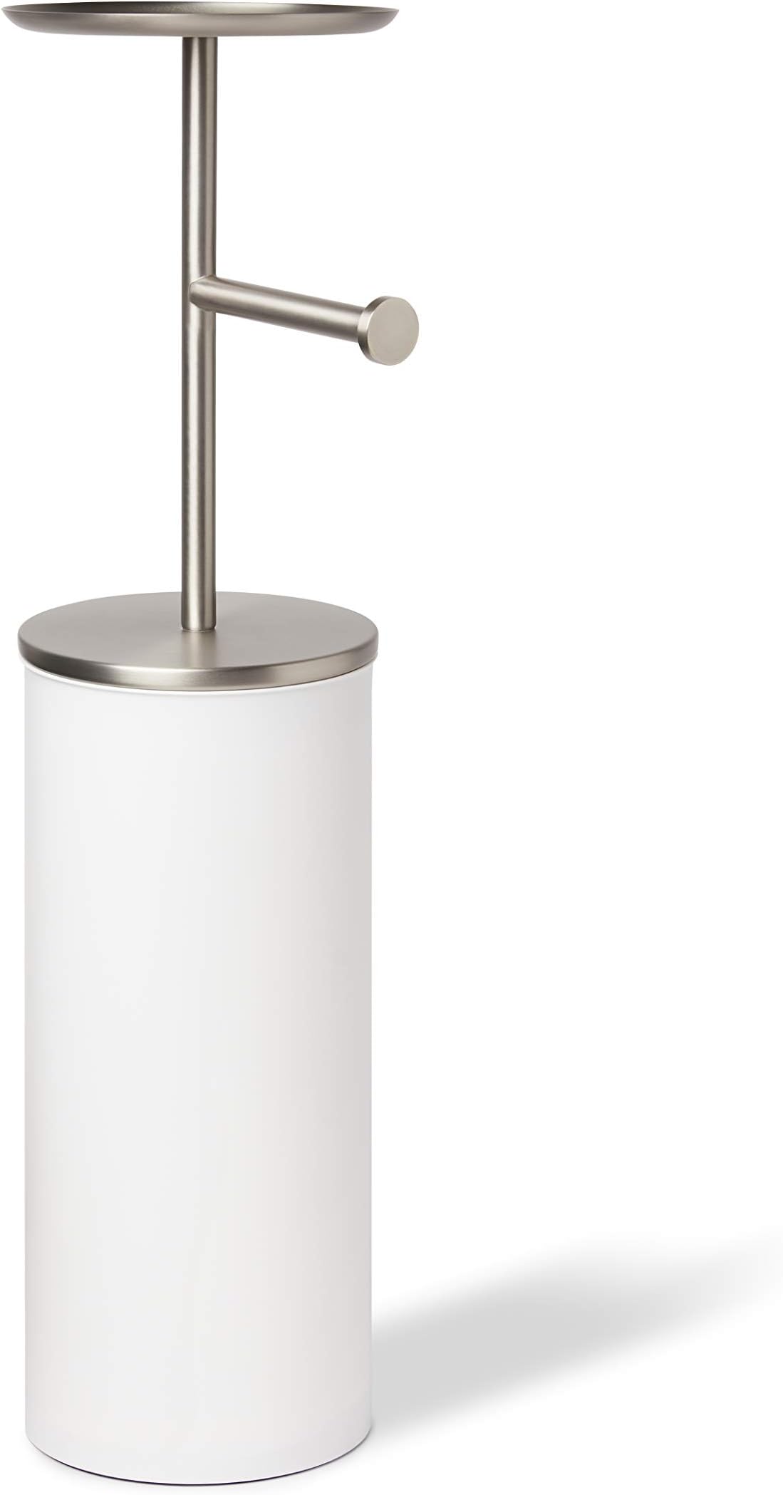 Umbra Portaloo Toilet Paper Stand and Reserve, White/Nickel