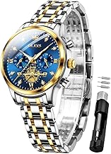 OLEVS Womens Watches Chronograph Luxury Diamond Dress Analog Quartz Wrist Watches Stainless Steel Waterproof Luminous Ladies Watch