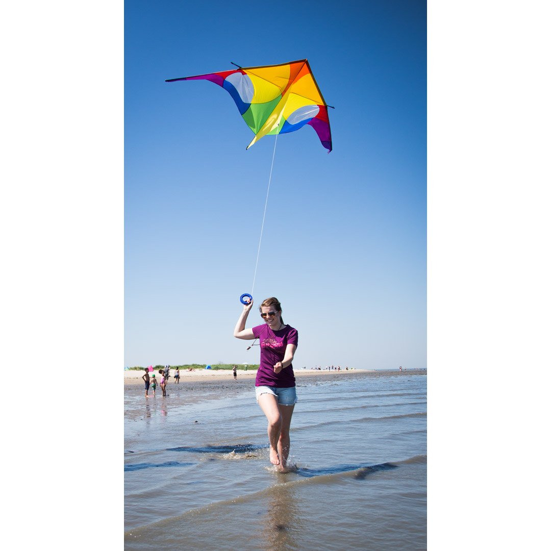 HQ 106718 Parafoil Easy Rainbow Aquilone Per Bambini Dai 5 Anni - 56x35 Cm, Con Coda, Bobina E Corda 40 M, Facile Da Montare, Leggero E Colorato