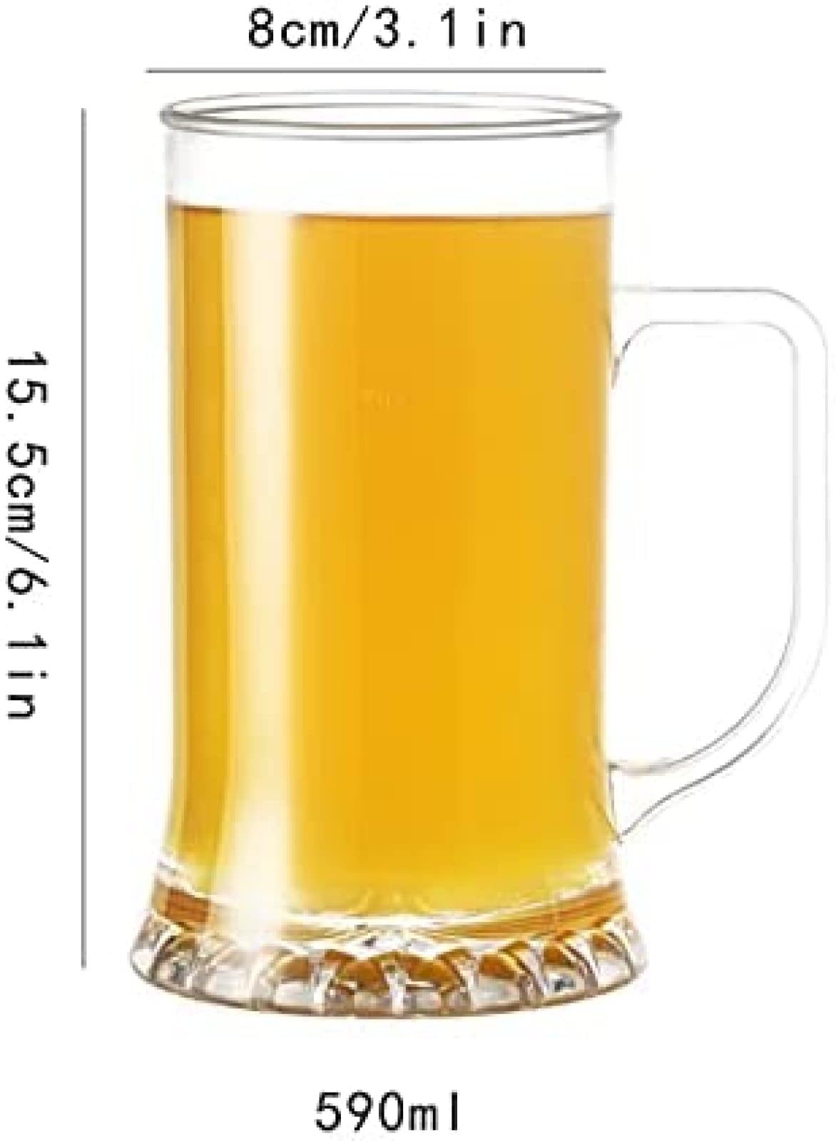 Bierkrüge aus Glas, Bierkrug aus Glas, traditionelles Bierkrug-Set, Bierkrüge mit Griffen, gefrierbare Biergläser, Bierkrug-Set mit 2–20 Unzen Pint-Becher, Bierkrug