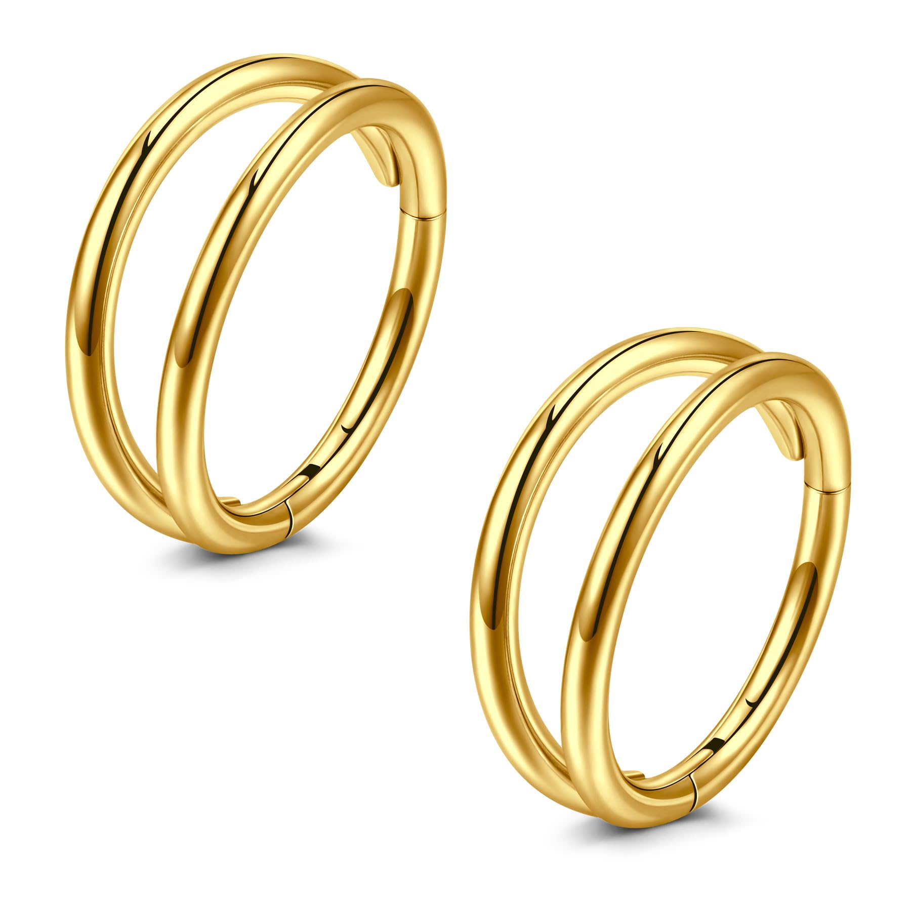 JFORYOU 2 aros de nariz dobles de 16 G/18 G/20 G, segmento con bisagras, anillo de tabique de acero quirúrgico 316L, hélice, cartílago, caracola, tragus, aro de piercing corporal, joyería para mujeres